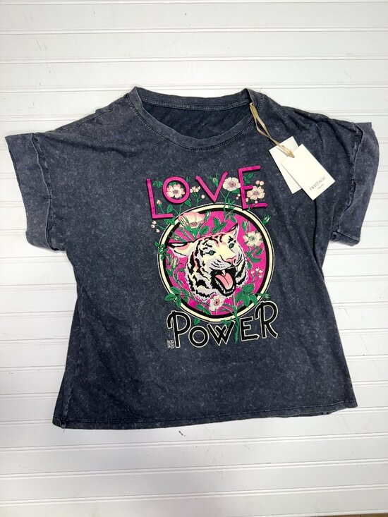 firstage Tops - Firstage Firenze Love Is Power Tiger Graphic Tee NWT Cotton Small Oversized